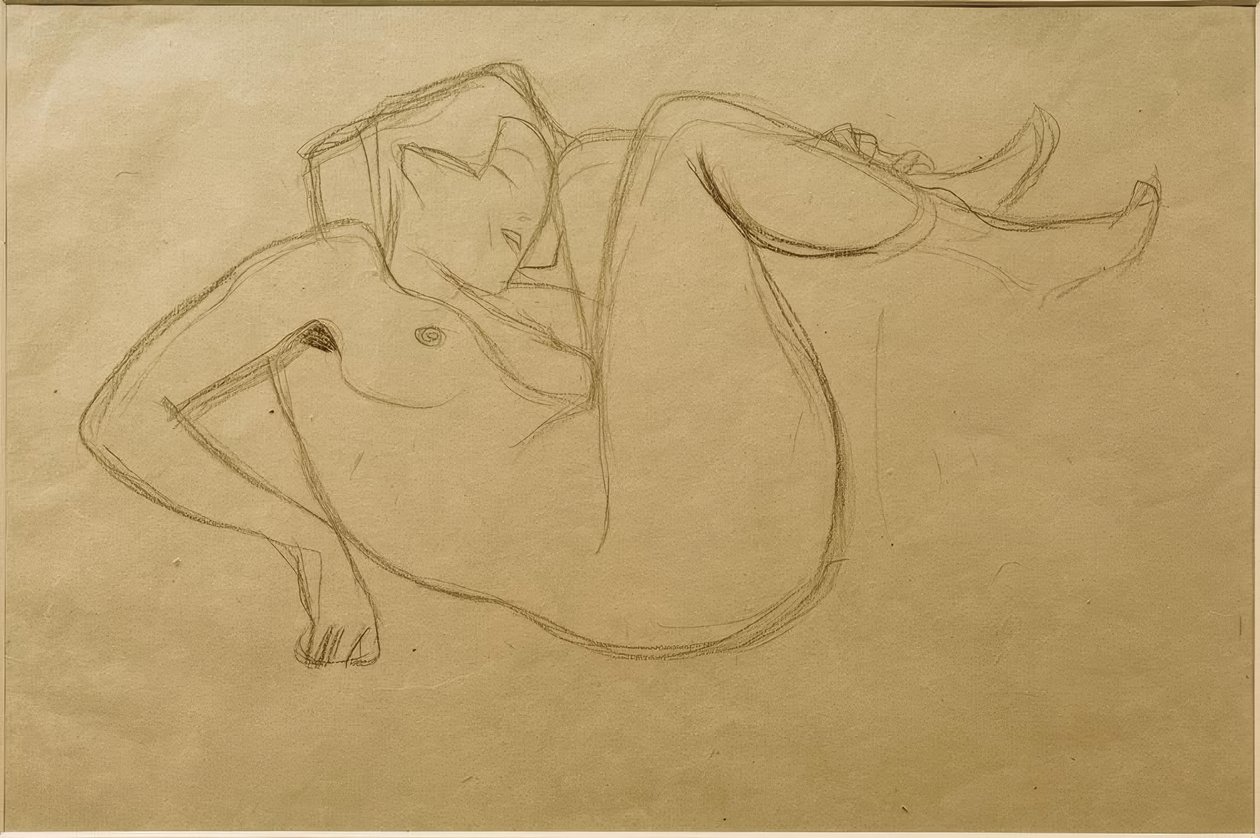 Crouching Female Nude with Drawn-Up Thighs (Study) by Gustav Klimt