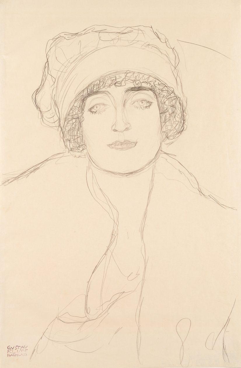 Portrait in a Hat by Gustav Klimt