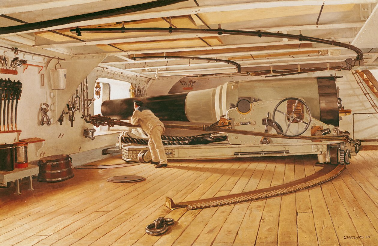 Twenty-Seven Pound Cannon on a Battleship by Gustave Bourgain