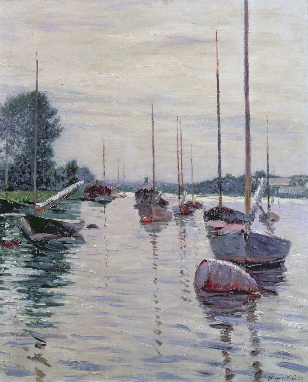 Boats Anchored on the Seine by Gustave Caillebotte