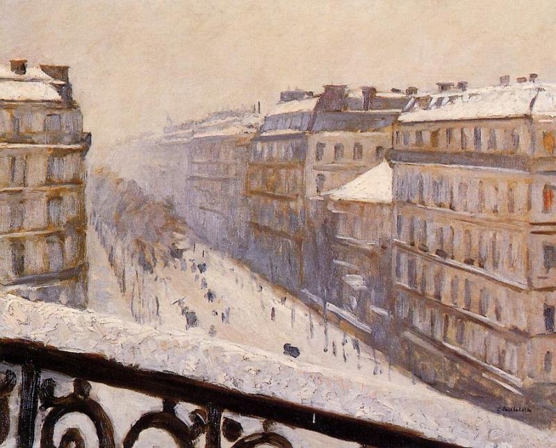 Boulevard Haussmann, Snow Effect by Gustave Caillebotte