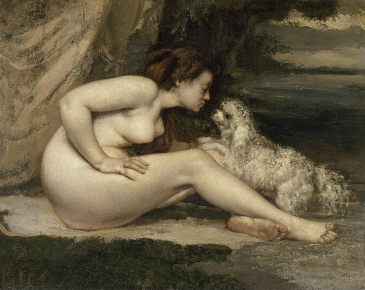 Nude Woman with a Dog by Gustave Courbet