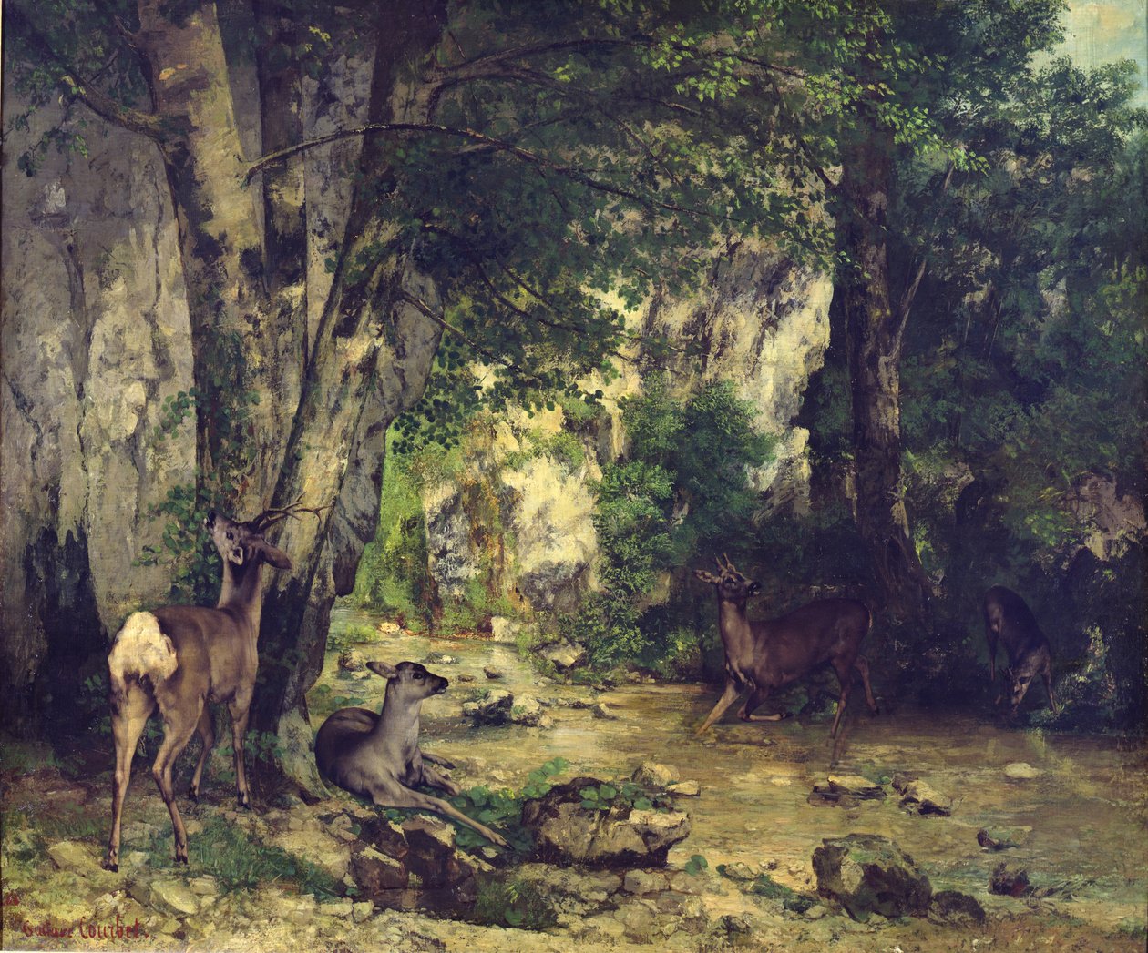 The Return of the Deer to the Stream at Plaisir-Fontaine by Gustave Courbet