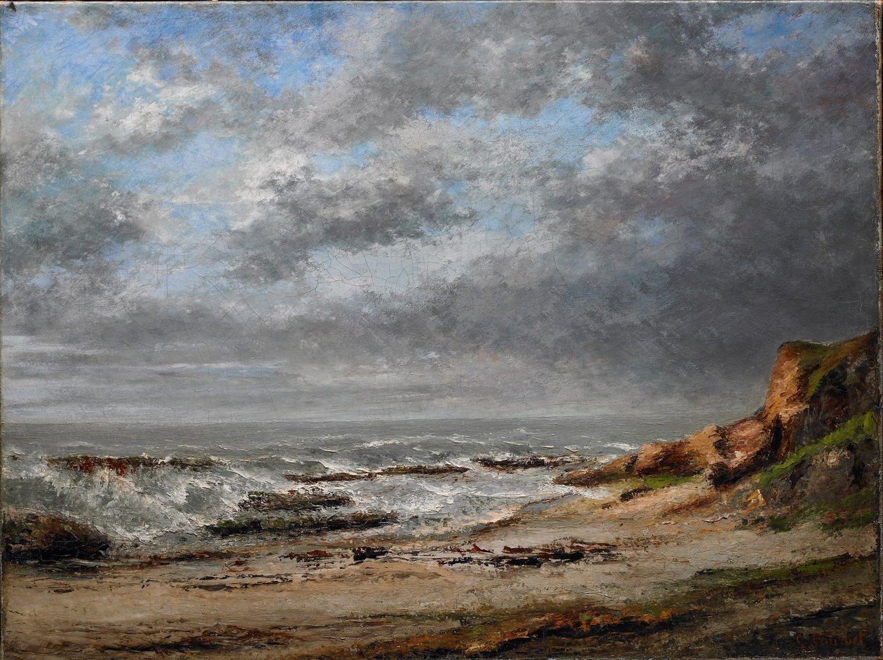 View of a Rough Sea Near a Cliff by Gustave Courbet