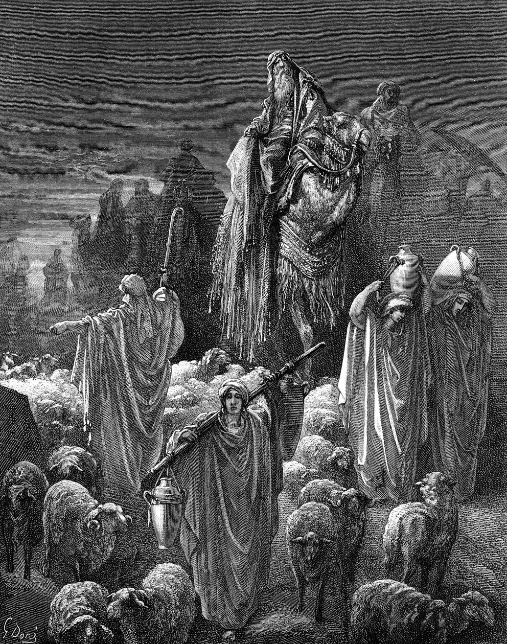 Jacob Travelling into Egypt (engraving by Doré) by Gustave Dore