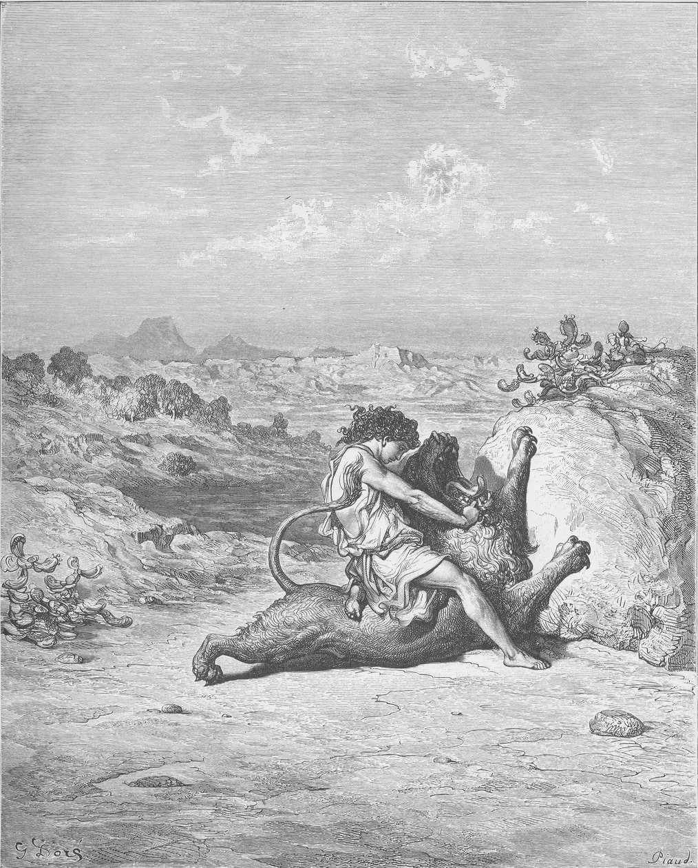 Samson Slays a Lion by Gustave Dore