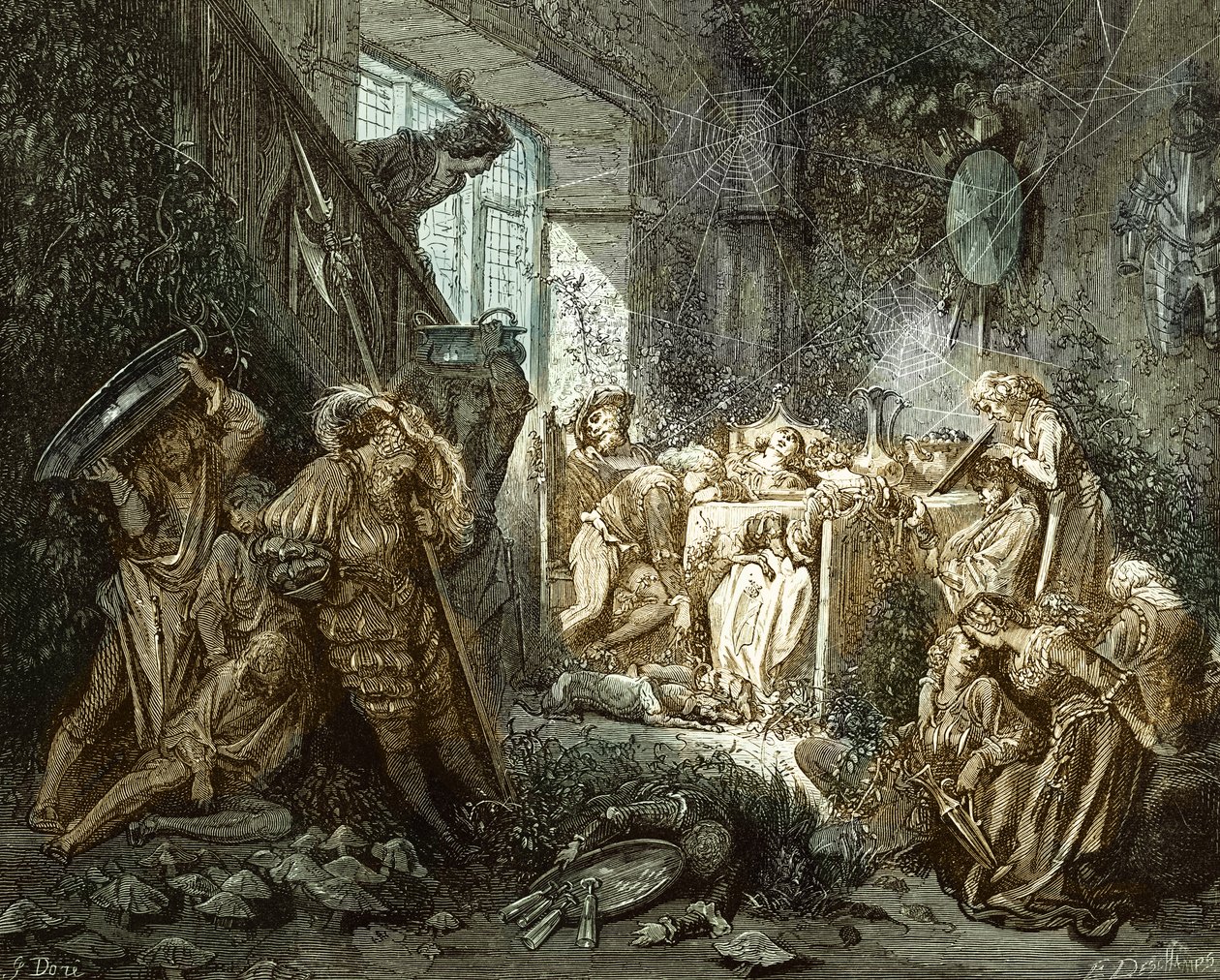 Sleeping Beauty: Prince in the banqueting hall by Gustave Dore