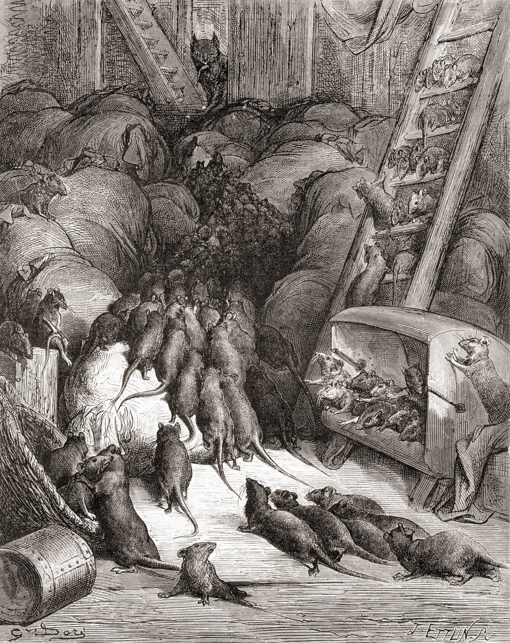 The League of the Rats, from a late 19th century edition of Fables de La Fontaine by Gustave Dore