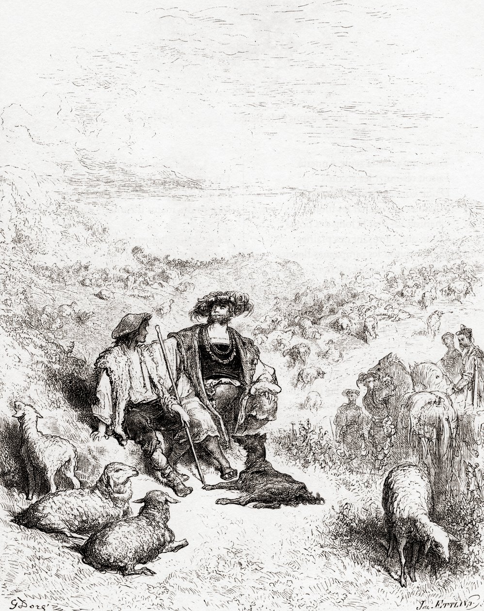The Shepherd and the King, from a late 19th century edition of Fables de La Fontaine by Gustave Dore
