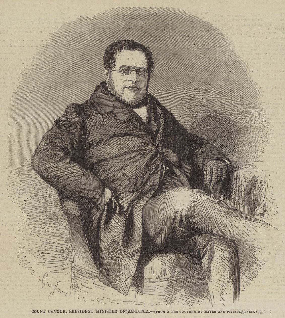 Count Cavour, President Minister of Sardinia by Gustave Janet