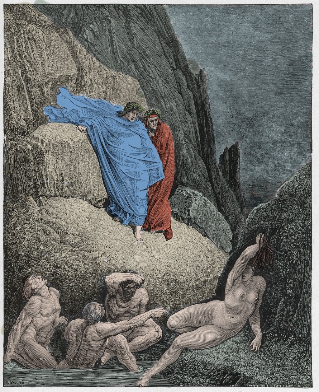 Inferno, Canto 18: Virgil shows Dante the shade of Thais (illustration from The Divine Comedy) by Gustave after Dore