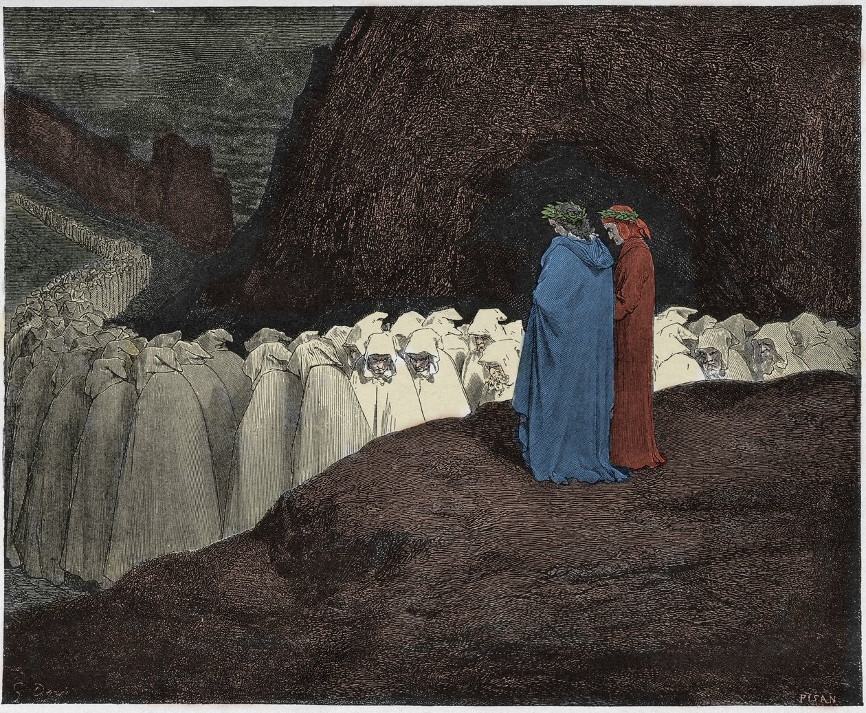 Inferno, Canto 23: The hypocrites address Dante (illustration from The Divine Comedy) by Gustave after Dore