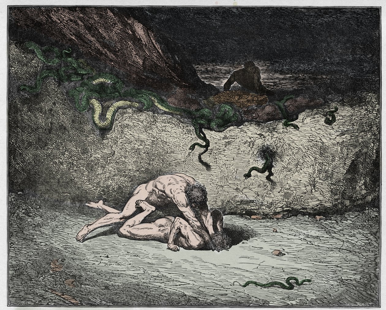 Inferno, Canto 30: The torment of the forgers in the ninth bolgia (illustration from The Divine Comedy) by Gustave after Dore