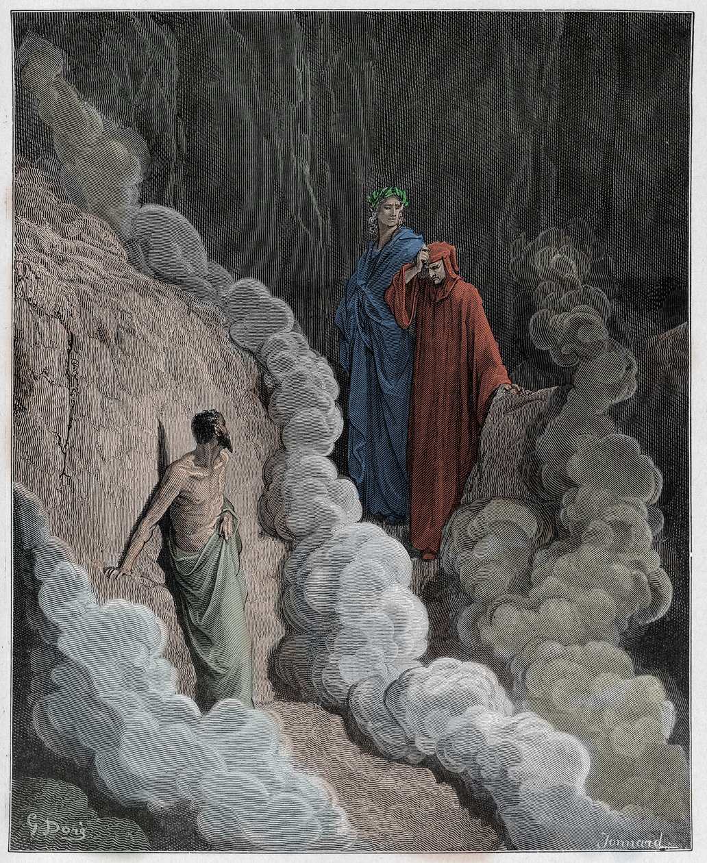 Purgatorio, Canto 16: Dante speaks to the soul of Marco Lombardo (illustration from The Divine Comedy) by Gustave after Dore