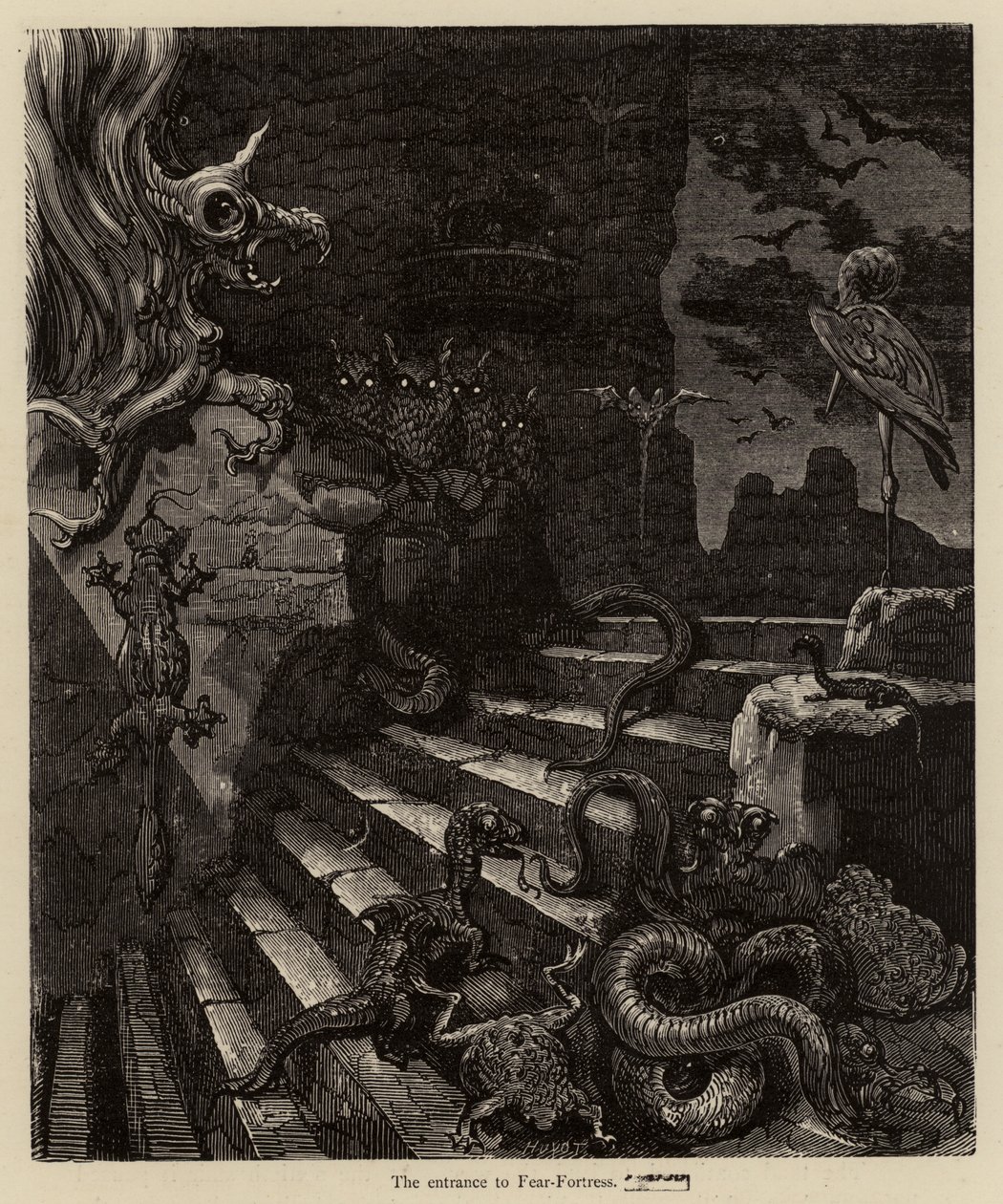 The Entrance to Fear-Fortress by Gustave after Dore