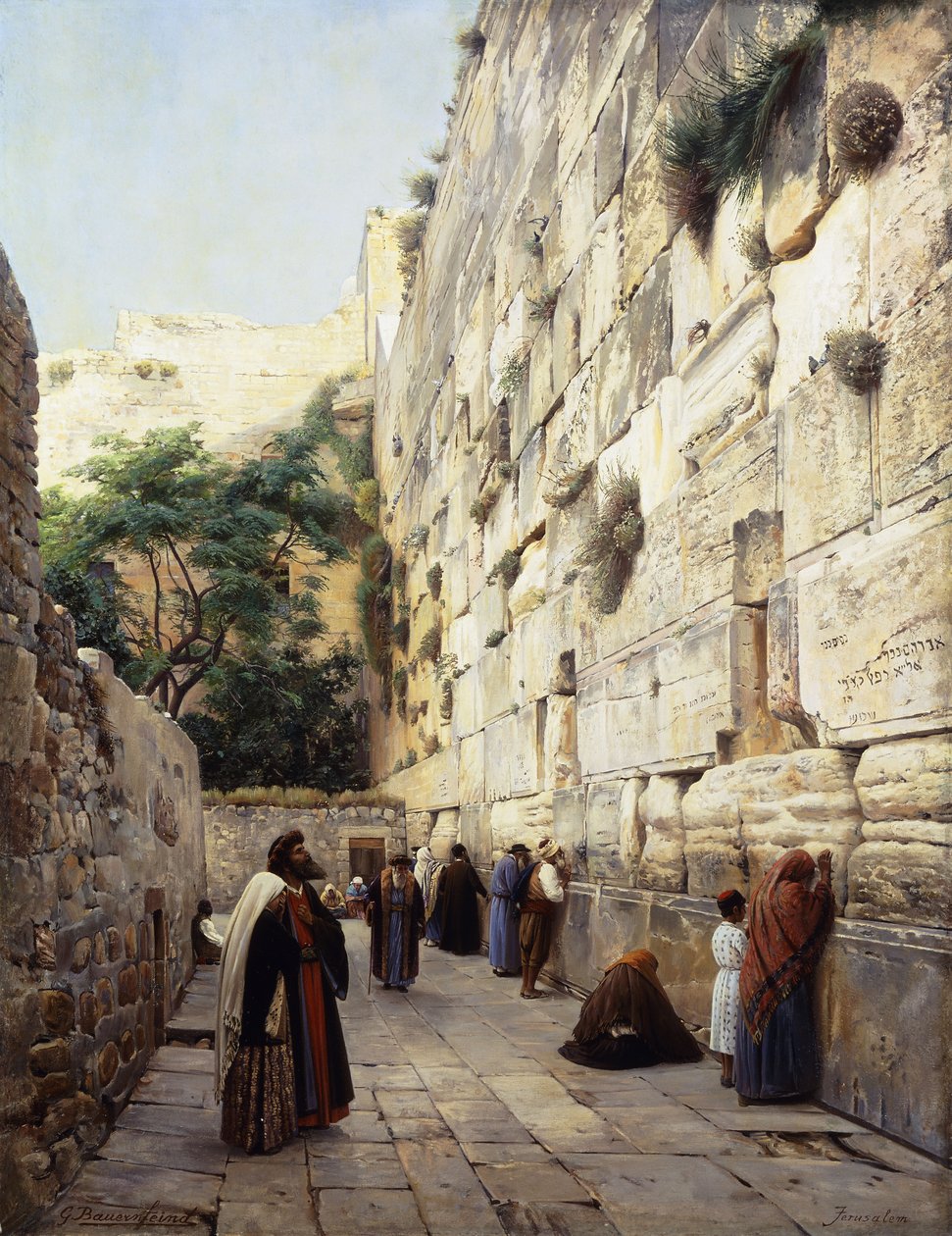 Praying at the Western Wall, Jerusalem by Gustave Bauernfeind
