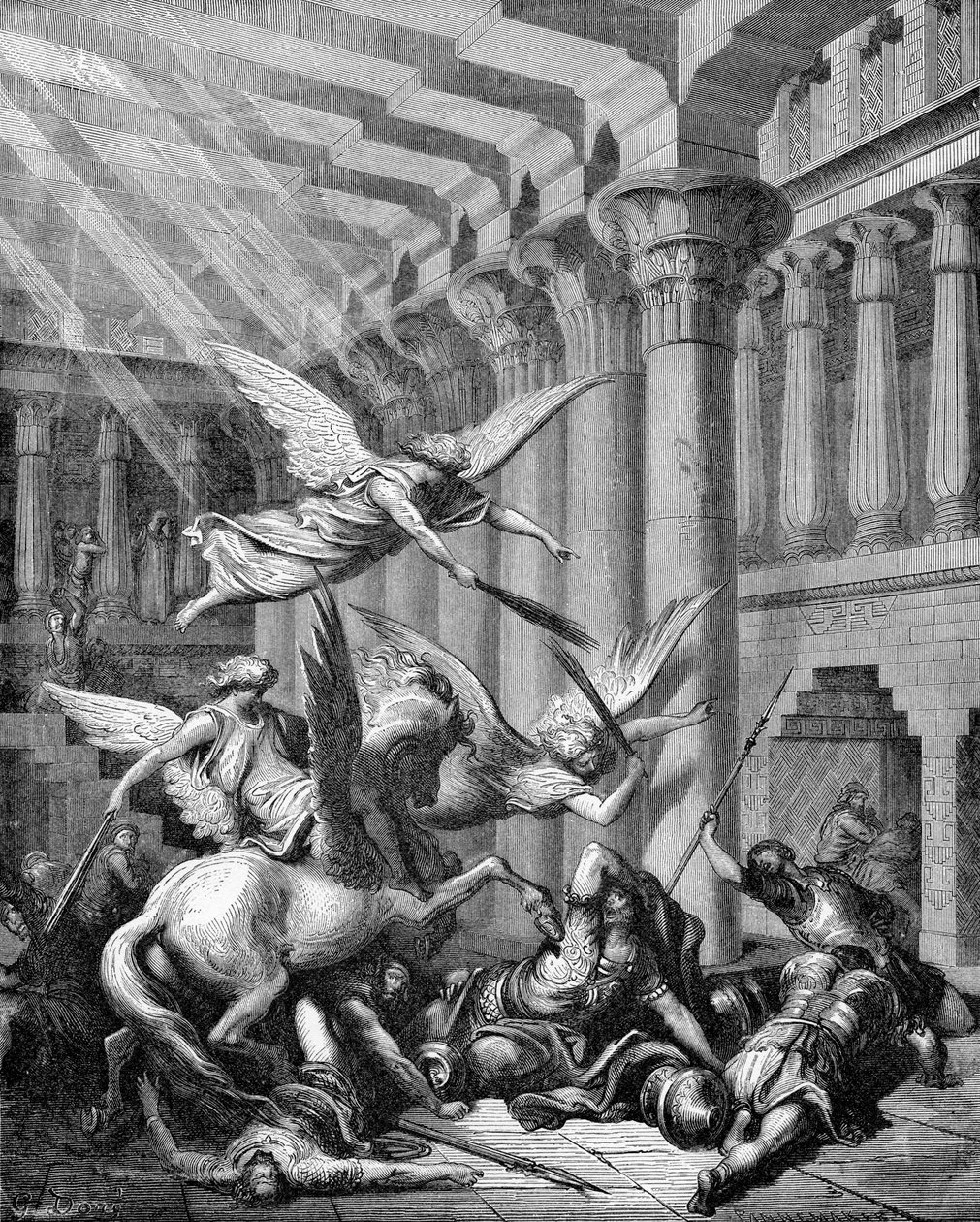 Heliodorus punished in the temple by Gustave Dore