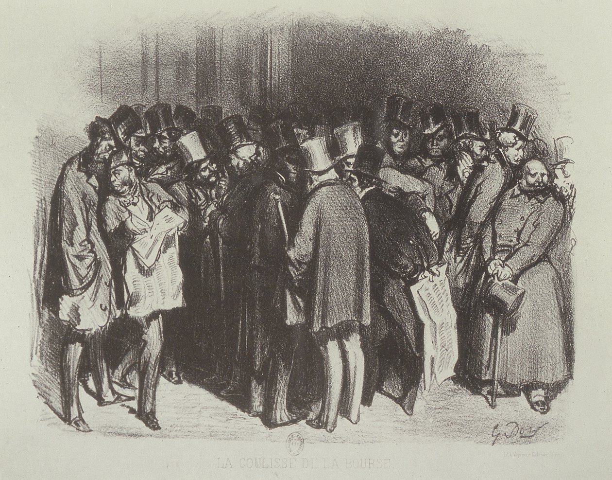 The Stock Exchange Backstage by Gustave Dore