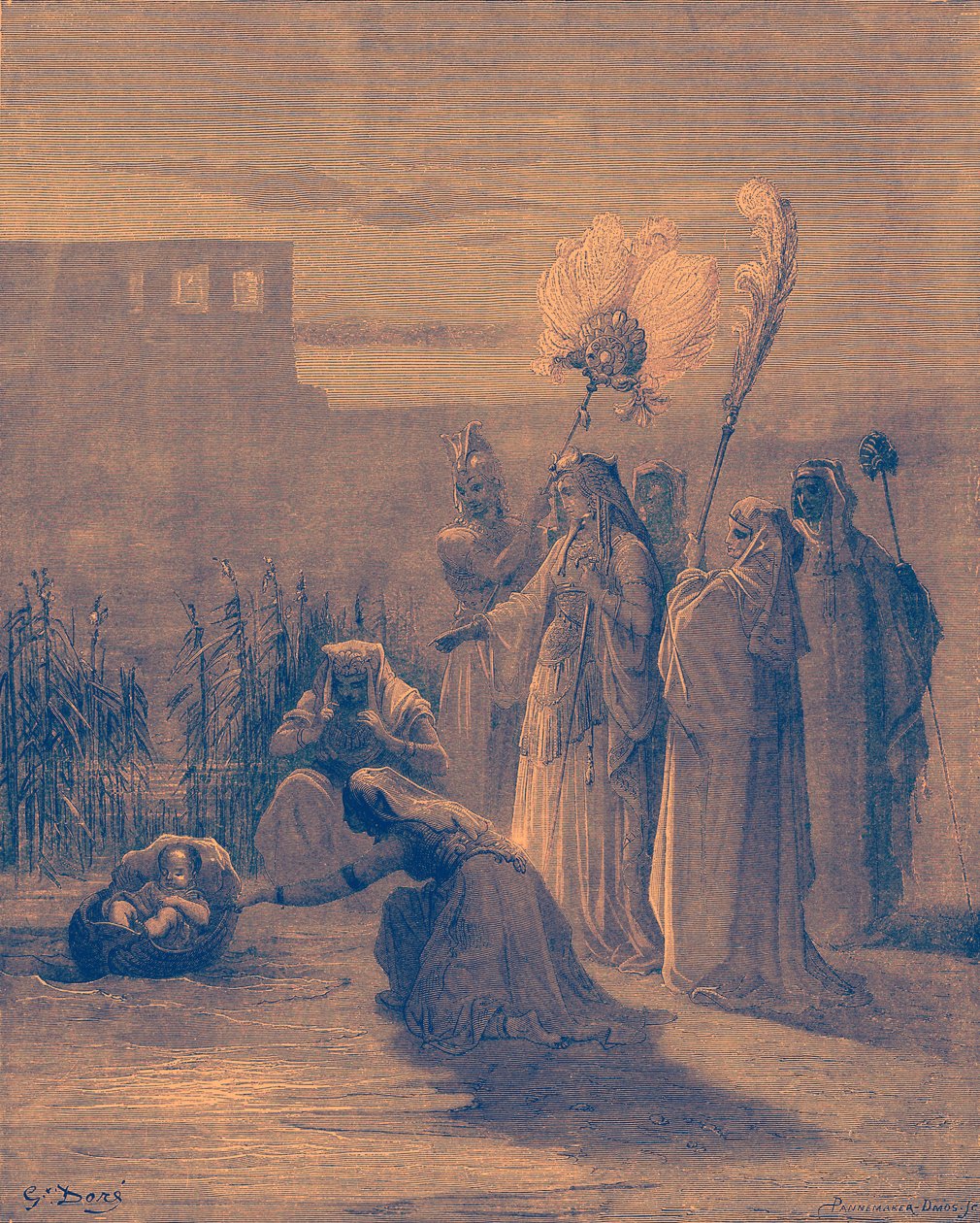 Moses in the bulrushes by Gustave Dore