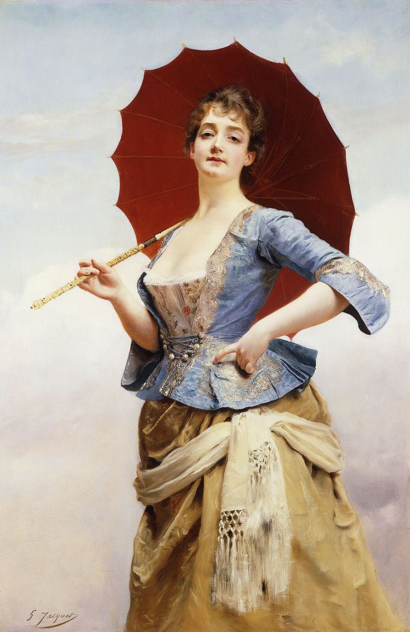 A Lady with a Parasol by Gustave Jacquet