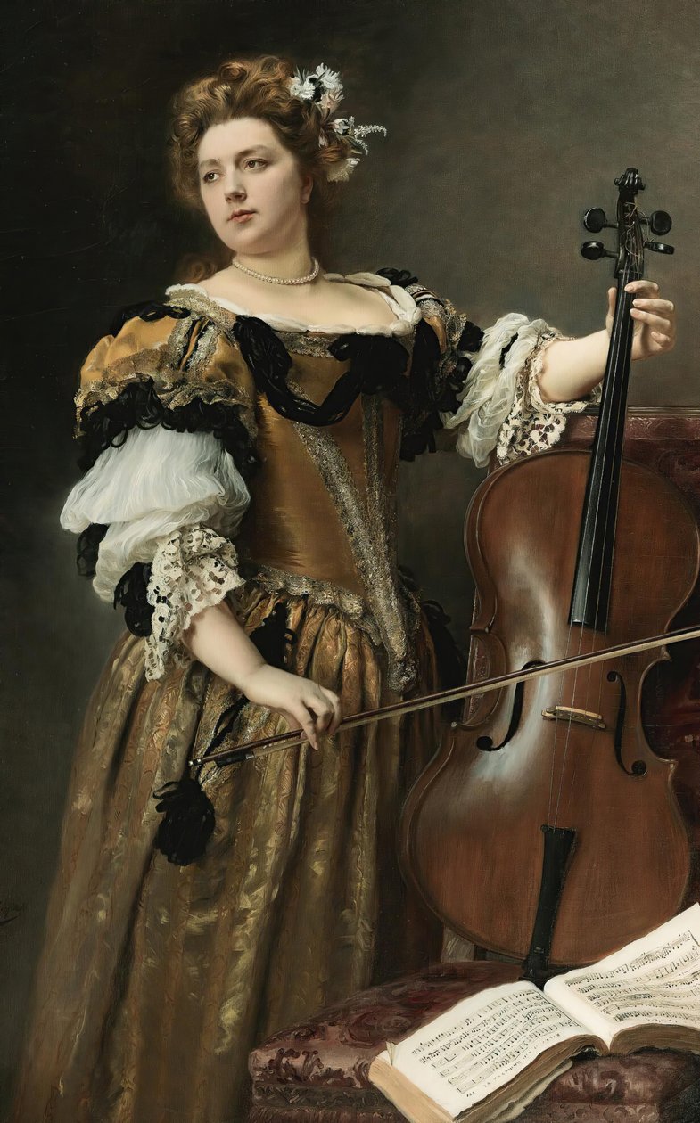 The Cello Player by Gustave Jean Jacquet