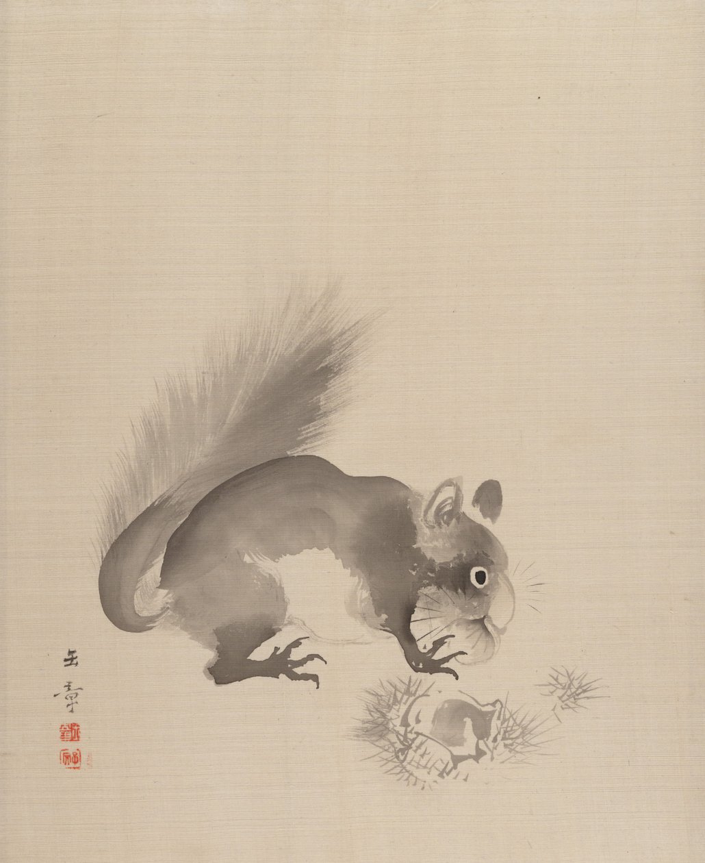 Squirrel Eating Chestnuts by Gyokusho Kawabata