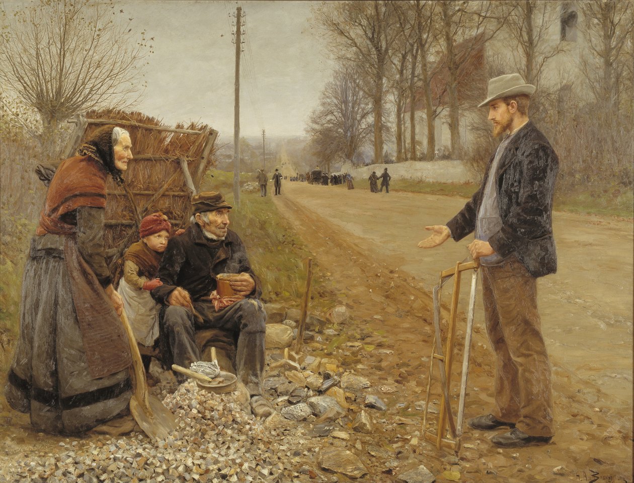 People by a Road by H.A. Brendekilde