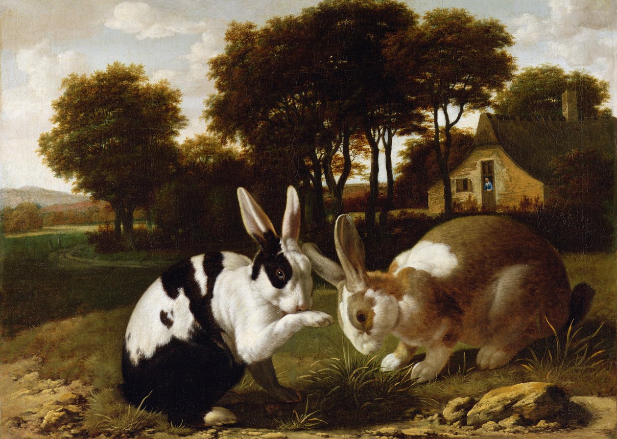 Two Rabbits in a Landscape by Haarlem School