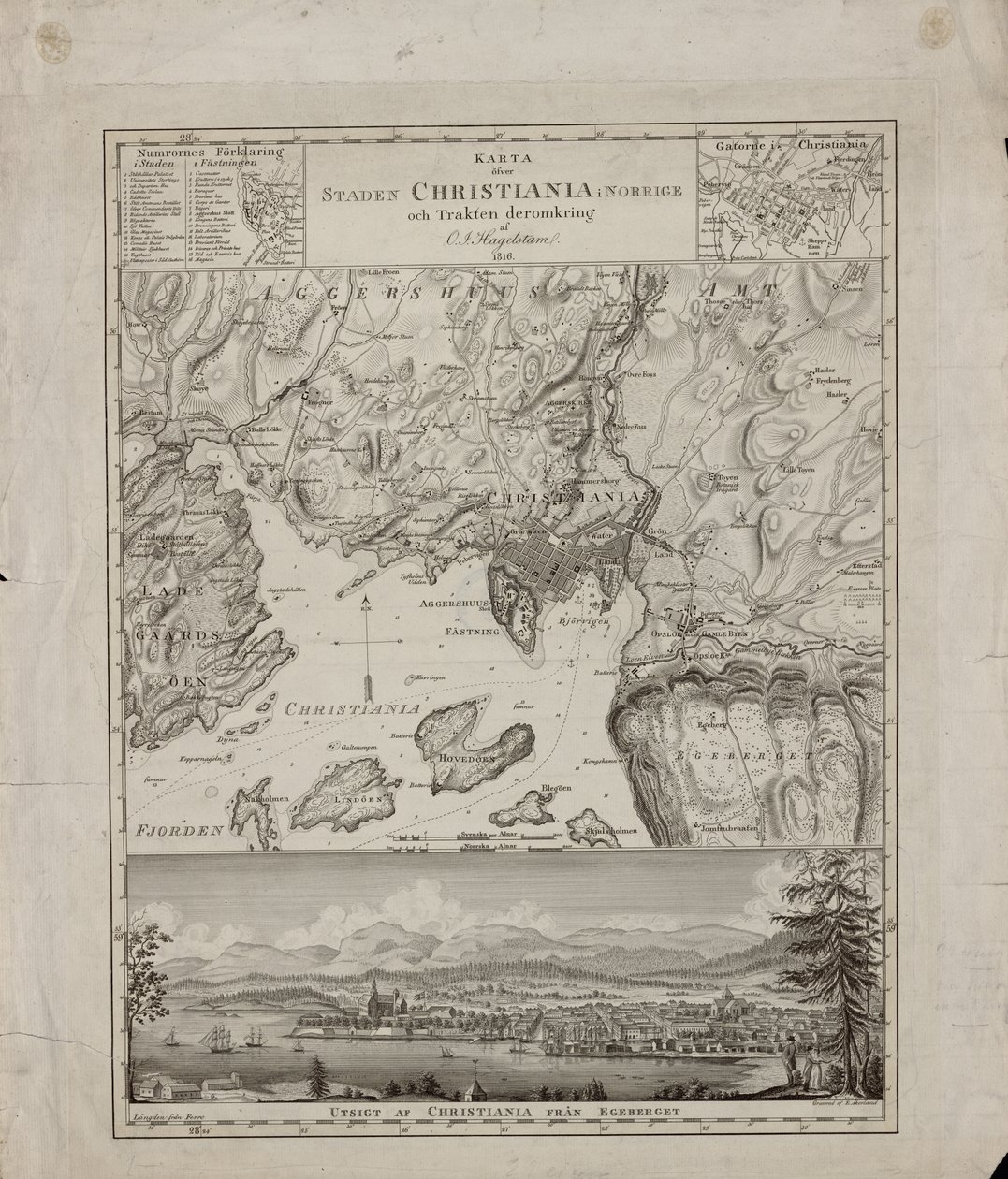 Map of the City of Christiania in Norway and Surroundings by Hagelstam