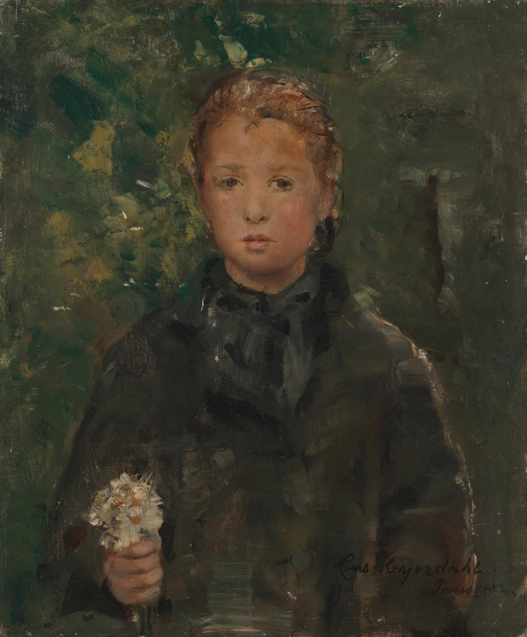 Portrait of a Girl with a Bunch of Flowers by Hans Olaf Heyerdahl