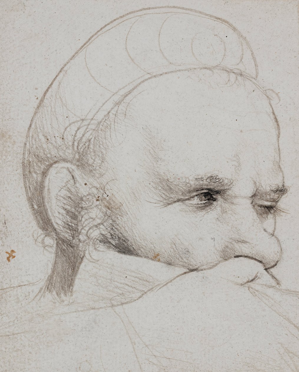 The head of a crossbowman taking aim by Hans Holbein the Elder
