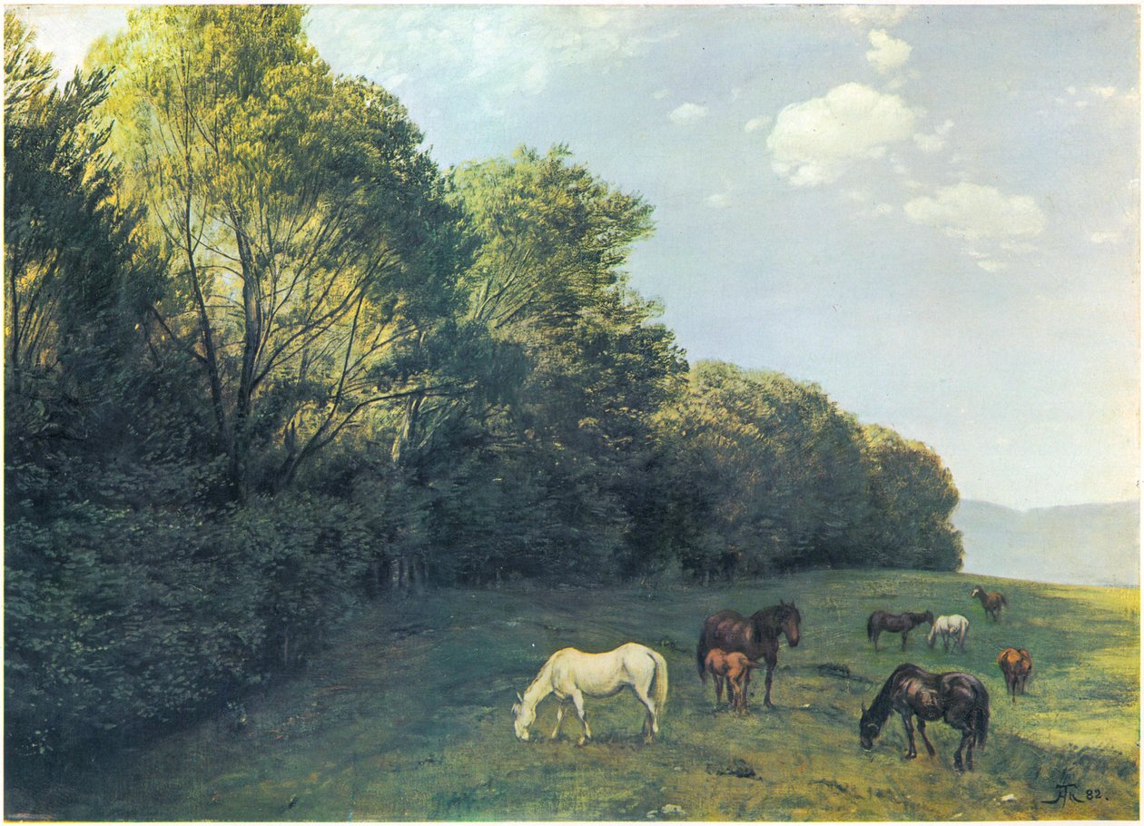 Landscape with Grazing Horses by Hans Thoma