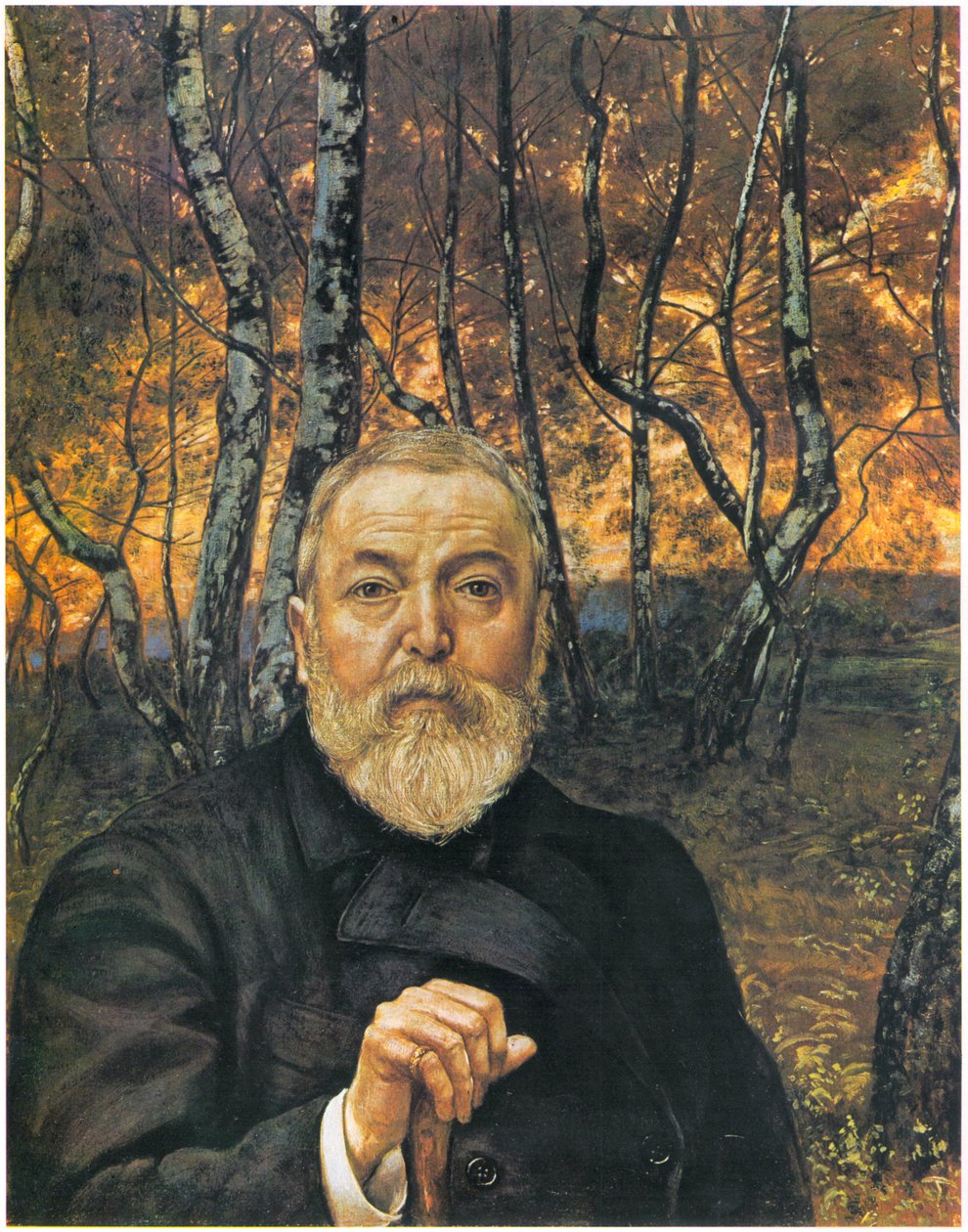 Self-portrait in Front of a Birch Wood by Hans Thoma