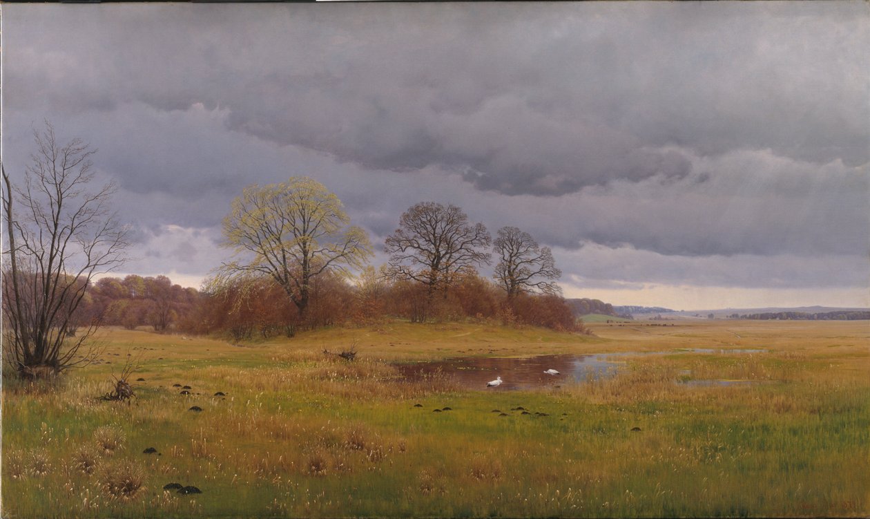 Spring Landscape with Rain Showers. South Zealand by Hans Friis
