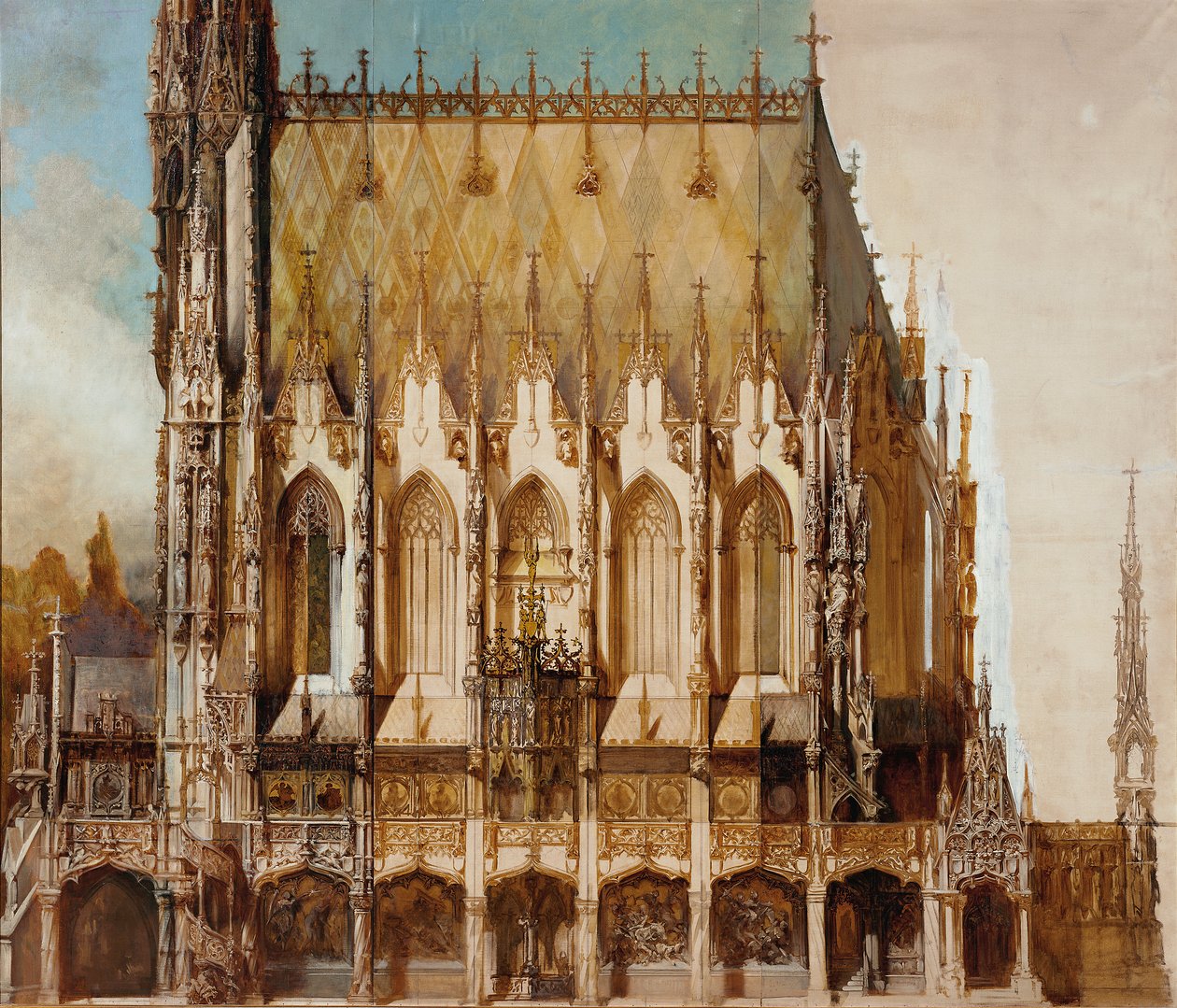 Gothic Tomb Church of St. Michael, Side View by Hans Makart