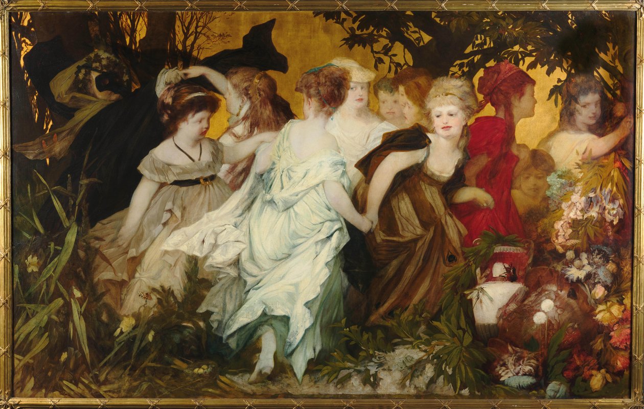 Modern Amoretti, Triptych, Left Panel, 1868 by Hans Makart