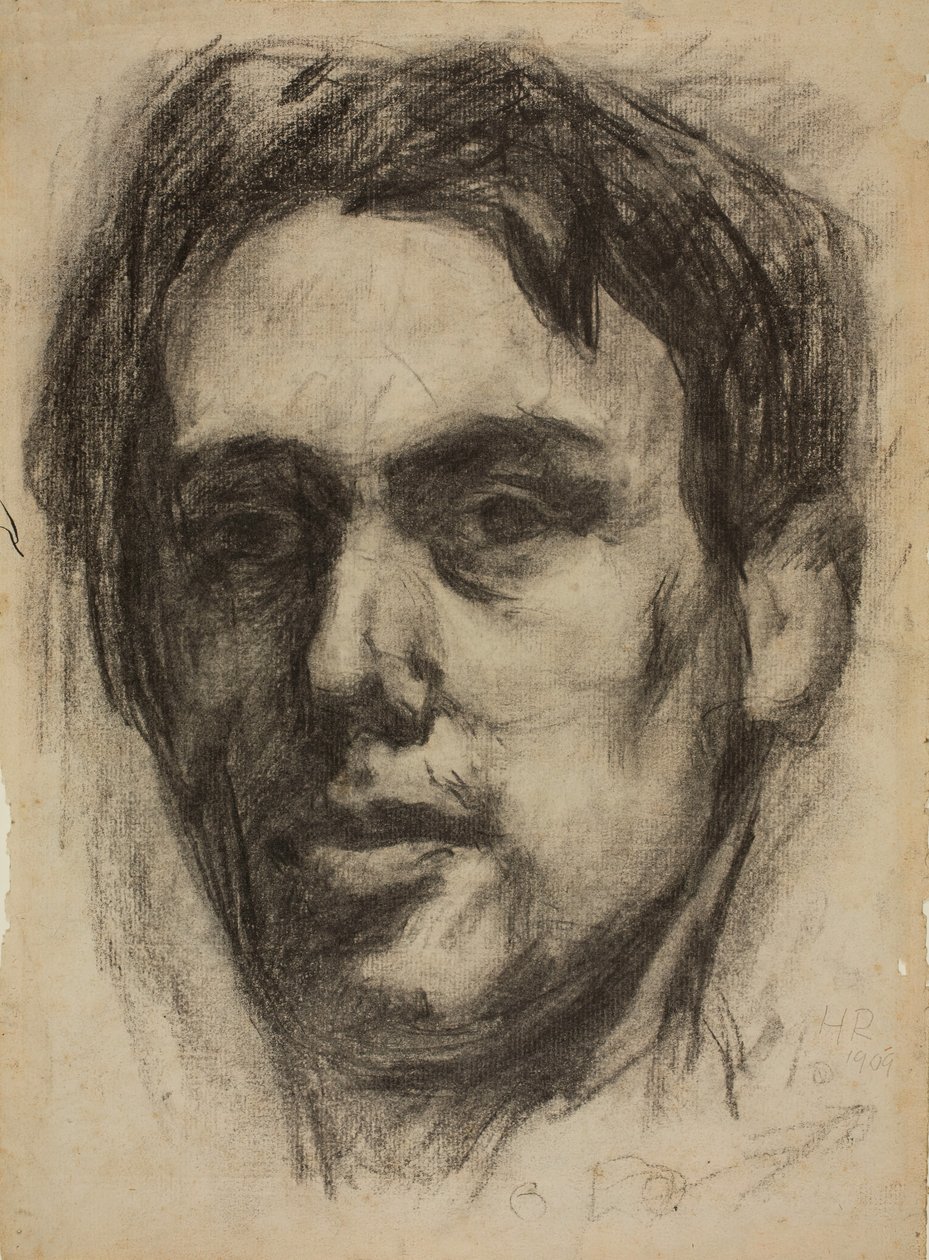 Self-Portrait (recto), Sketch (verso), 1909 by Hans Richter