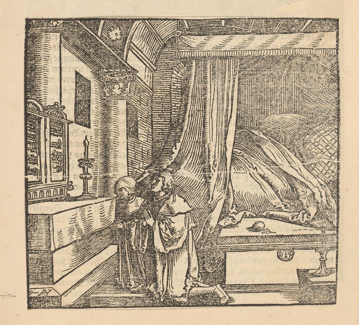 Two Praying People in a Bedroom by Hans Schäufelein (possibly)