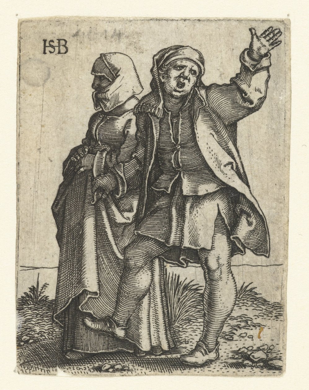 Peasant Couple (Procession for Peasant Wedding) by Hans Sebald Beham