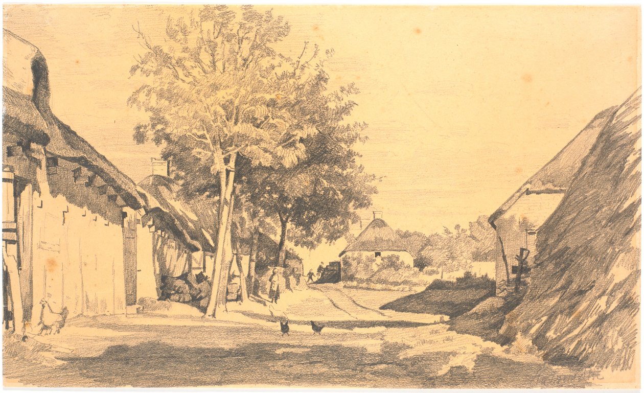 Village Street in Sunlight by Hans Smidth