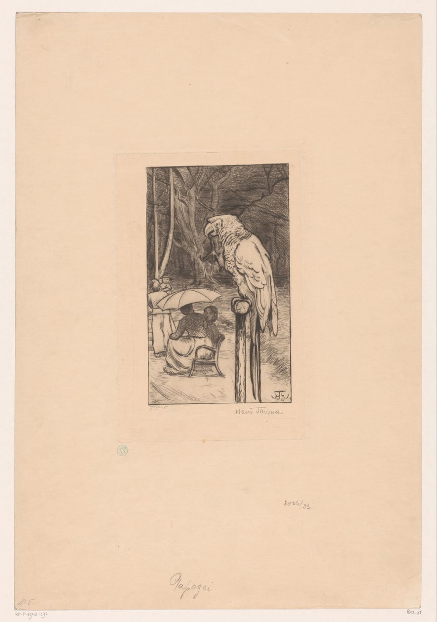 Parrot and Four Figures by Hans Thoma