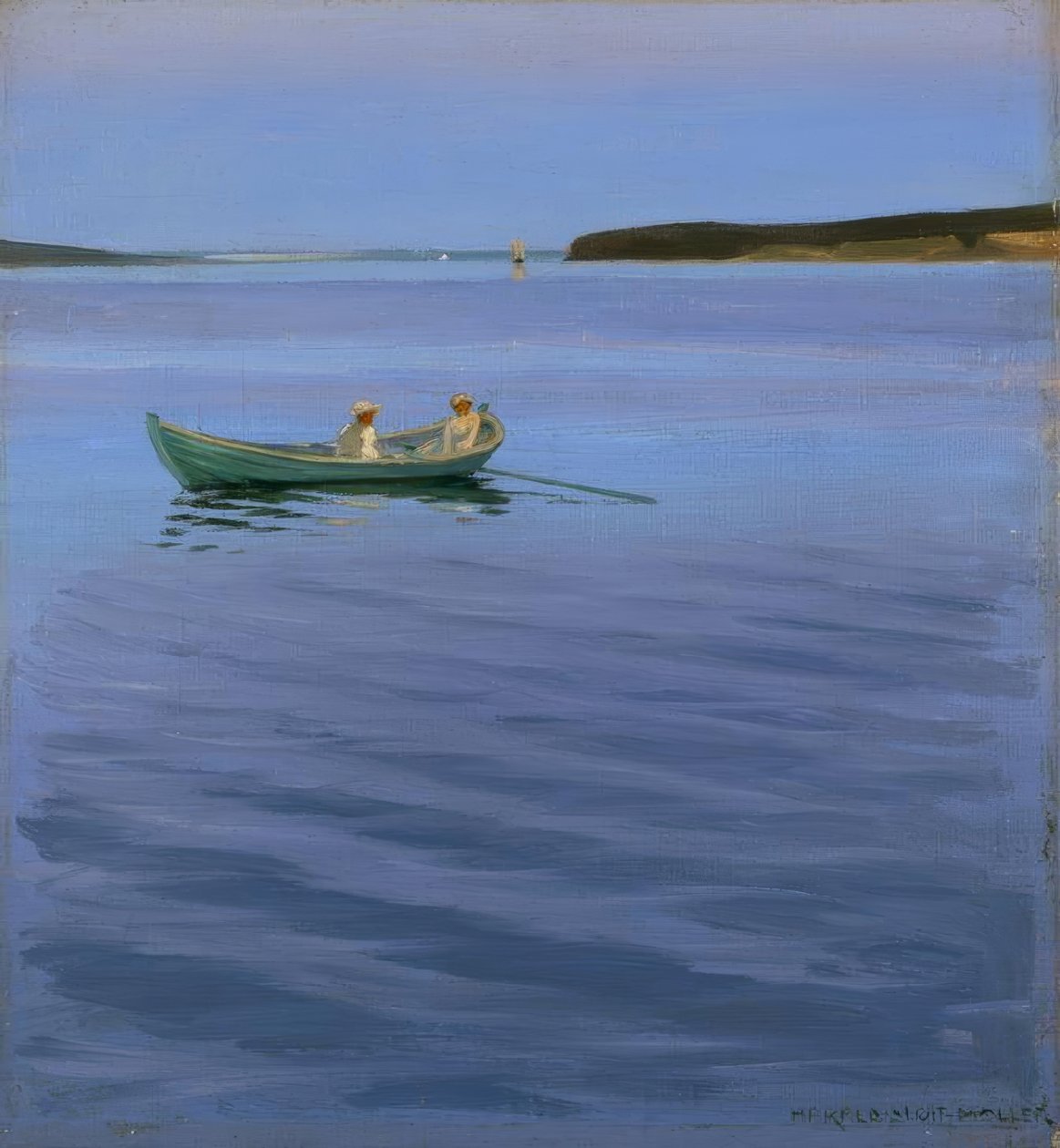 Boating Party on an Idyllic Lake by Harald Slott Moller
