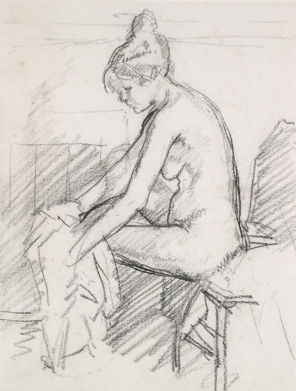 Study of a Nude Female, Seated, Drying Her Right Foot by Harold Gilman