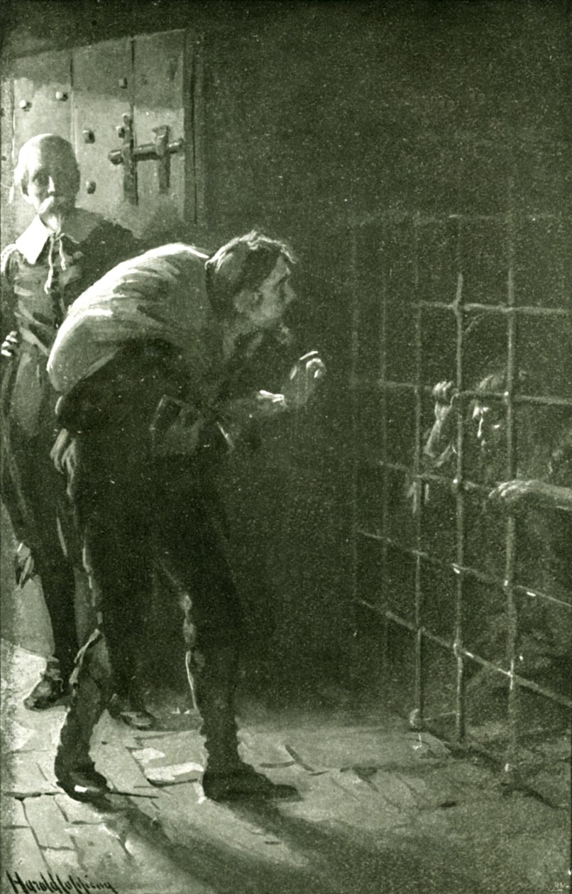 The Man in the Iron Cage (Lithograph) by Harold Copping