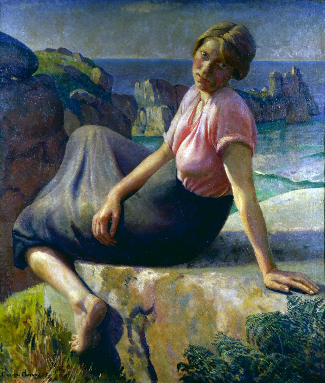 Girl on a Cliff by Harold Harvey