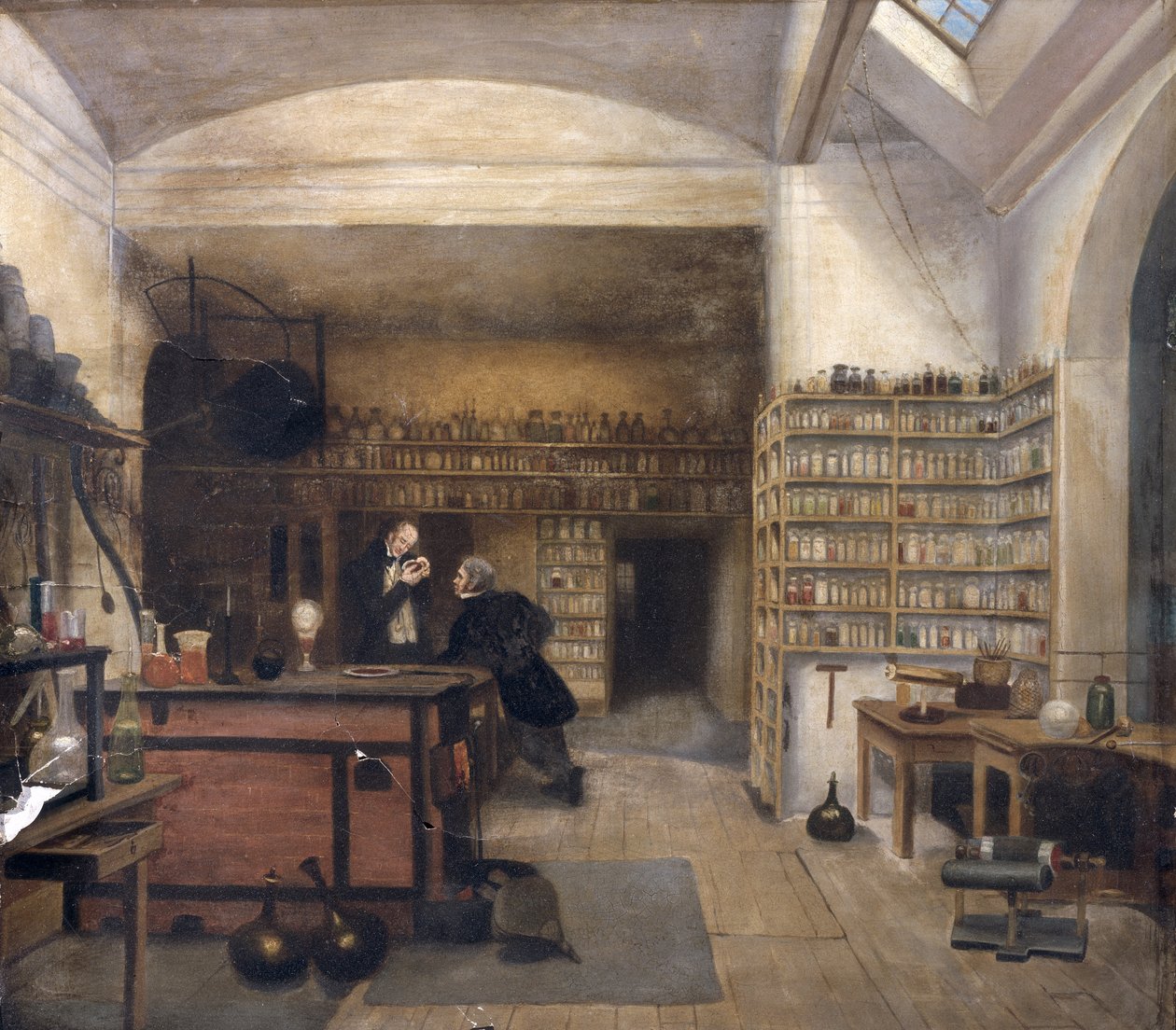 Michael Faraday in his Basement Laboratory, 1852 by Harriet Jane Moore