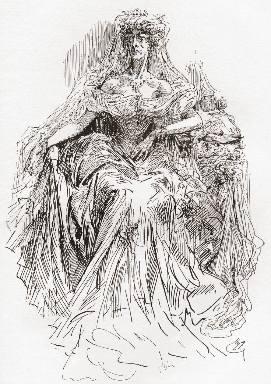 Miss Havisham (engraving) by Harry Furniss