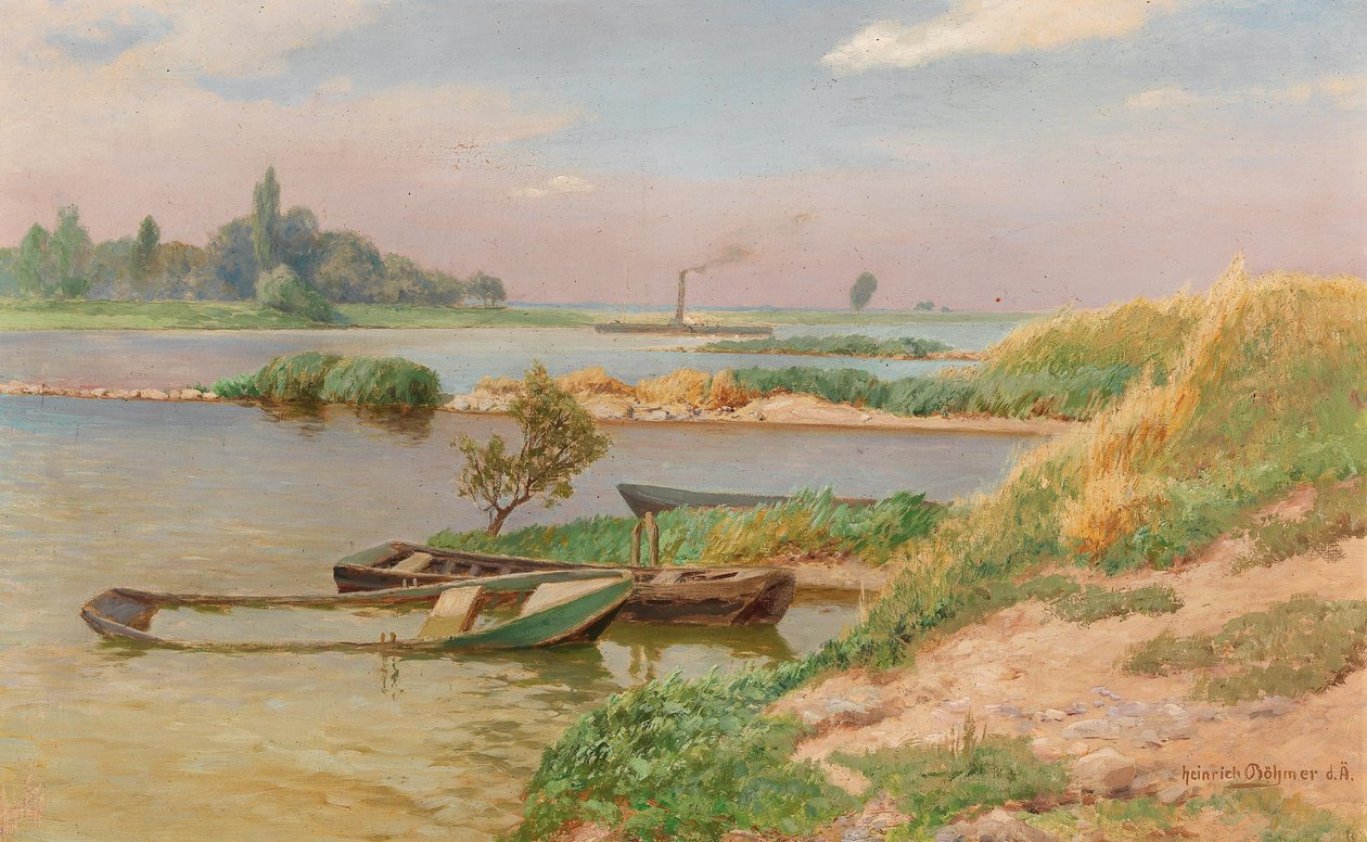 Open River Landscape by Heinrich Bohmer