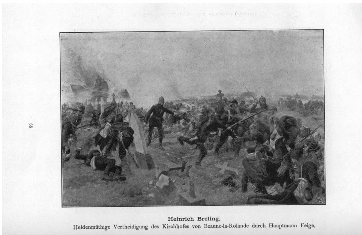 Heroic Defense of the Churchyard of Beaune-la-Rolande by Captain Feige by Heinrich Breling