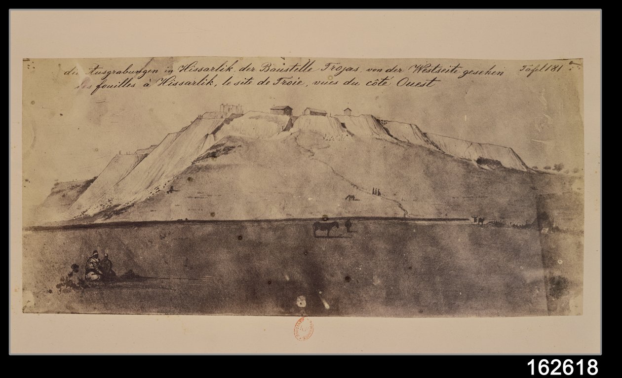 View of the Troy excavations seen from the West by Heinrich Schliemann